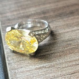 Citrine silver statement ring.